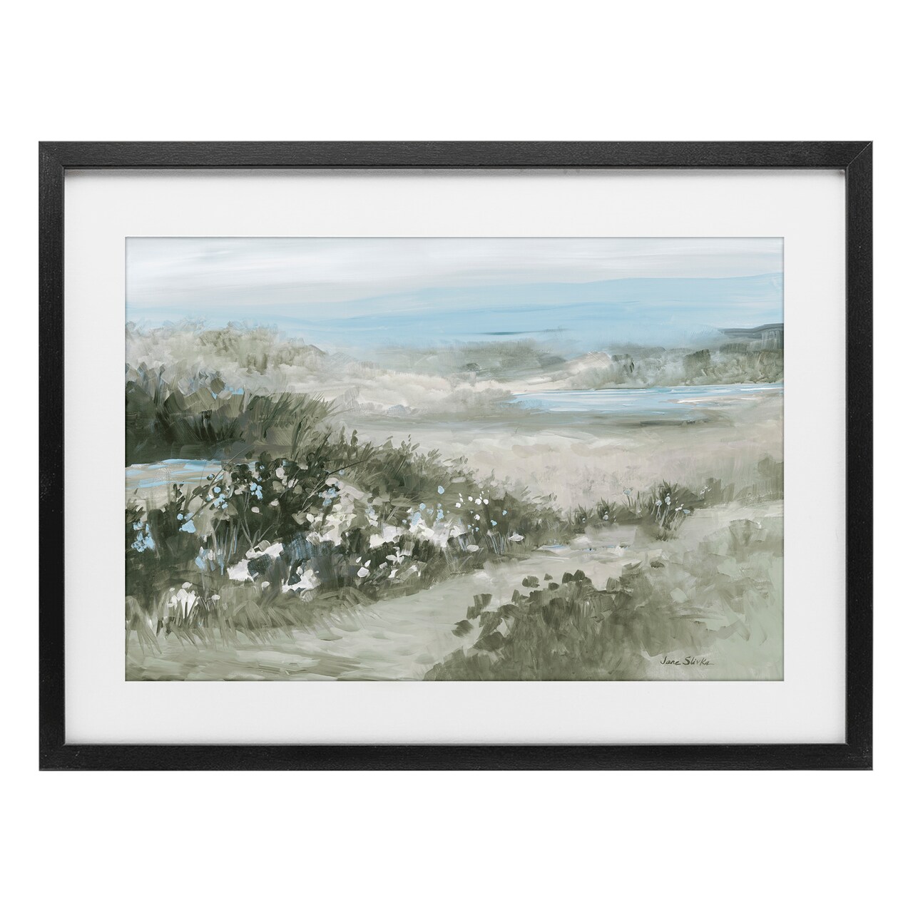 Stupell Industries Neutral Quiet Composition Landscape Framed Print Under Glass, design by Jane Slivka